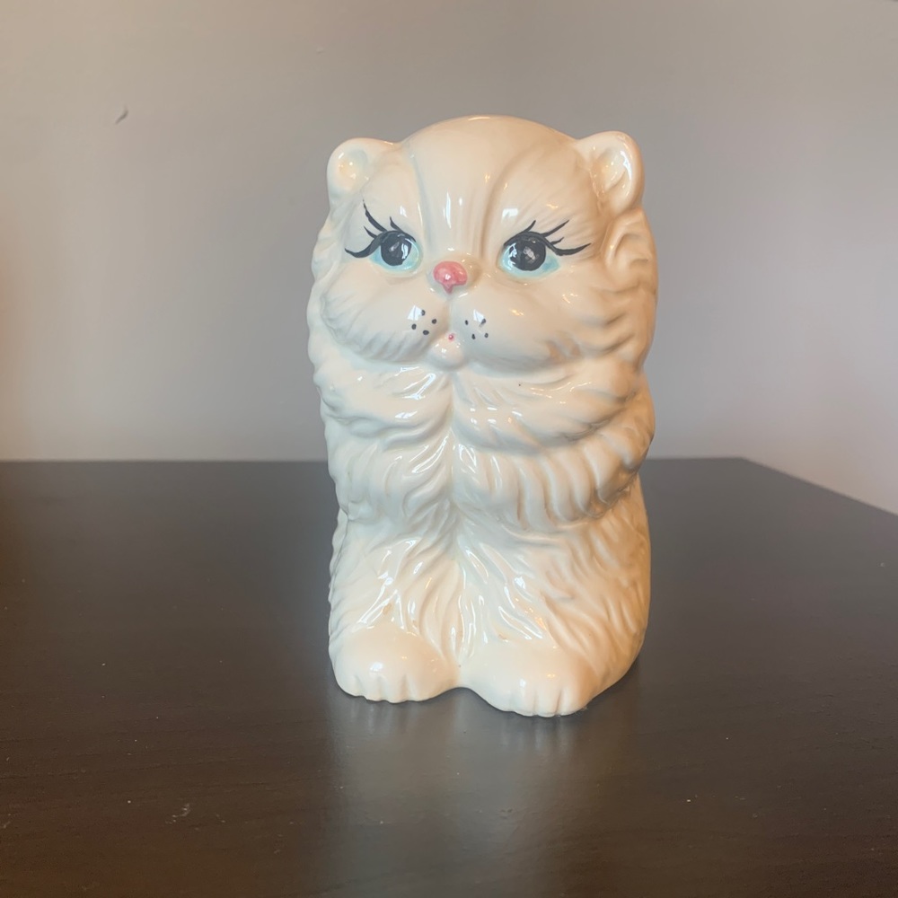 Vintage Persian Siamese Cat Blue Eyes White Sitting Statue Artistic Gifts